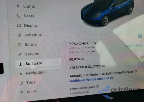 2020 Tesla Model 3 from USA, damaged, VIN 5YJ3E1EB2LF712210